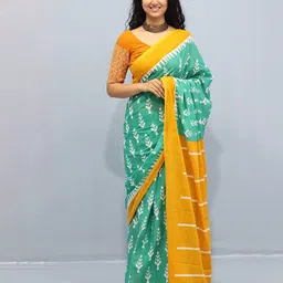 Craft Musium Floral Pure Cotton Bagru Saree-picture-18