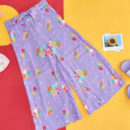 Pantaloons Junior Viscose Rayon Unicorn & Fairy Printed Trousers - Lilac-picture-13
