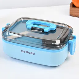 Von Casa Lunch Box with Spoon ,500 ml ,Blue ,Rectangular Shape-image-68