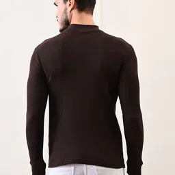 Mast & Harbour Men Self Design High Neck Cotton T-shirt image 3