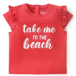 Babyhug Cotton Knit Half Sleeves T-Shirts with Frill & Sea Theme Graphics Pack of 3 - Multicolour image 2