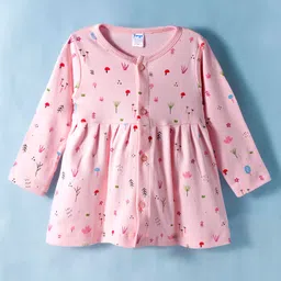 Tango Interlock Knit Full Sleeves Co-ords Night Suit With Tropical Theme Print - Pink image 2