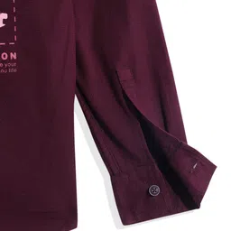 CAVIO Cotton Woven Full Sleeves Optimistic Text Printed Shirt - Violet image 5