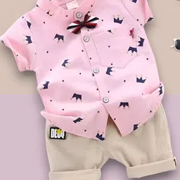 WINSWORLD ENTERPRISE Kids Abstract Printed Mandarin Collar Shirt With Shorts-picture-14