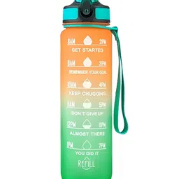 Caspian Green & Orange Single Plastic Printed Water Bottle 1000ml-image-3