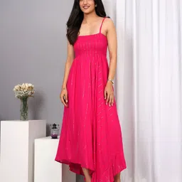 VYMO Embellished Shoulder Straps Fit and Flare Maxi Dress-picture-55