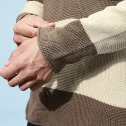 glitchez Horizontally Self-Striped Raglan Sleeves Acrylic Pullover image 2