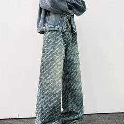 StyleCast x Revolte Men Typography Printed Flared Mid-Rise Light Fade Clean Look Jean image 2