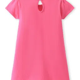 Babyhug 100% Cotton Single Jersey Knit Half Sleeves Frock With Bow Applique Floral Print Pack Of 2 - Pink image 5