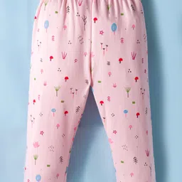 Tango Interlock Knit Full Sleeves Co-ords Night Suit With Tropical Theme Print - Pink image 5