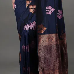 VASTRAHUT Ethnic Motifs Zari Silk Blend Handloom Banarasi Saree image 2