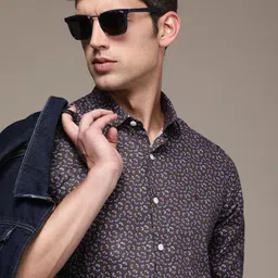 SIMON CARTER LONDON Men Brown Slim Fit Printed Casual Shirt-picture-35