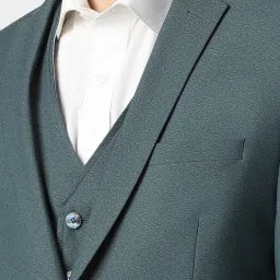 Van Heusen Green Slim Fit Texture Three Piece Suit image 5