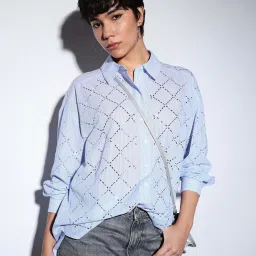 Only Light Blue Rhinestone Embellished Shirt image 5