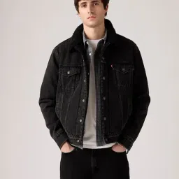 Levi's Black Cotton Regular Fit Denim Jacket-picture-11