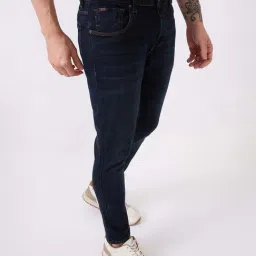 Spykar Dark Blue Cotton Slim Fit Jeans image 3