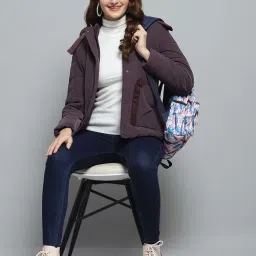 Monte Carlo Women's Burgundy Solid Detachable Hood Full Sleeve Jacket image 5
