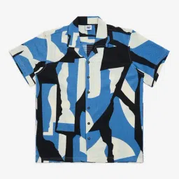 Y&F Kids by Westside Blue Abstract Printed Resort-Fit Shirt-image-40
