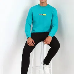 Allen Solly Blue Cotton Regular Fit Logo Printed Sweatshirt image 5