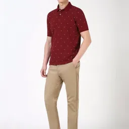 Peter England Maroon Cotton Regular Fit Printed Polo T-Shirt image 5
