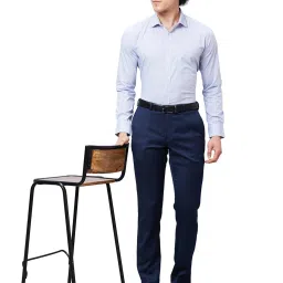Park Avenue Grey & Blue Slim Fit Check Shirt image 5