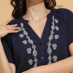 Oxolloxo Navy Embroidery Top image 5