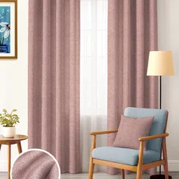 Nefertiti Home Pink 2 Pieces Textured Black Out Long Door Curtain-picture-49