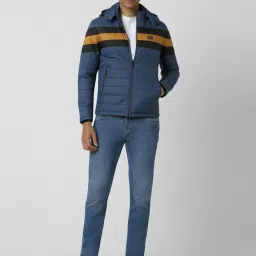 Van Heusen Blue Regular Fit Quilted Hooded Jacket image 5
