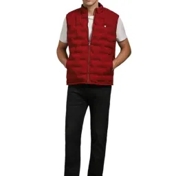 Louis Philippe Maroon Regular Fit Quilted Jacket image 5