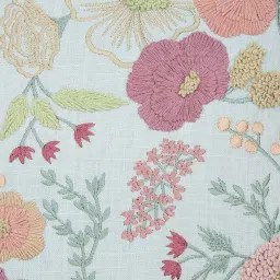 Haus & Kinder Stitched Blossom Blue Cotton Embroidered Cushion Cover image 5
