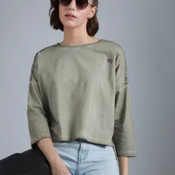 High Star Beige Cotton Graphic Print T-Shirt-image-5