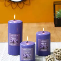HOSLEY Purple Wax Pillar Candle - Set of 3-picture-10