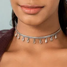 Shaya 92.5 Sterling Silver White Gold A Muse Called Jyoti Katniss Everdeen Choker for Women-picture-12