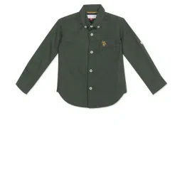 U.S. Polo Assn. Kids Olive Solid Full Sleeves Shirt-picture-29