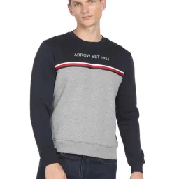 Arrow Sport Navy Cotton Regular Fit Printed SweatShirt-picture-22