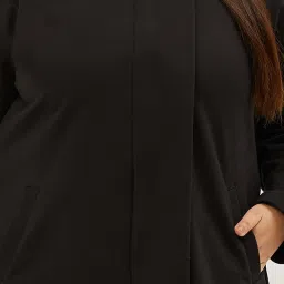 theRebelinme Plus Size Black Fleece Relaxed Fit Tailored Jacket image 5