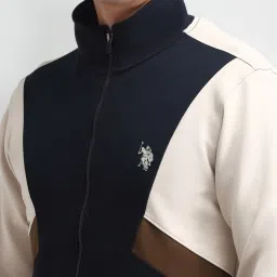 U.S. Polo Assn. Denim Co. White Cotton Regular Fit Colour Block Sweatshirt image 5