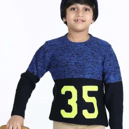 Wingsfield Boys Blue & Black Color Block Full Sleeves Sweaters & Cardigans image 5
