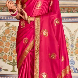 Saree Mall Pink Woven Saree With Unstitched Blouse image 5