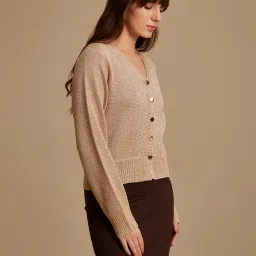 Kazo Beige Polyester Relaxed FitShrugs And Cardigans image 5