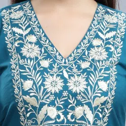 Cotton Culture Teal Embroidered Kurti image 5