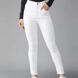 DOLCE CRUDO White Denim Skinny Fit High Rise Jeans-picture-38