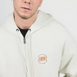 Skechers White Cotton Regular Fit Hooded Sweatshirt image 5