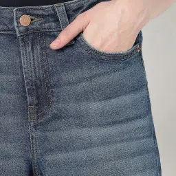 Vero Moda Dark Blue Cotton Relaxed Fit High Rise Jeans image 5