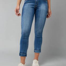 DOLCE CRUDO Dark Blue Denim Skinny Fit High Rise Jeans-picture-37