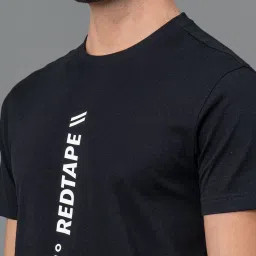 Red Tape Black Cotton Regular Fit Printed T-Shirt image 5