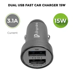 Ultraprolink UM1109 Zip Kit, 15W Higher Power Car Charger with 3 in 1 Charging Cable (Black) image 2