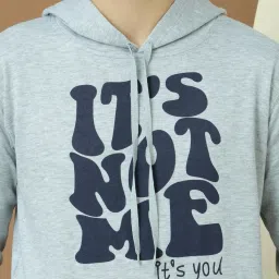 Vimal Jonney Grey Fleece Regular Fit Printed Hooded Sweatshirt image 5