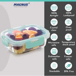 MAGNUS Solid Green Borosilicate 370ml Rectangle Container image 5