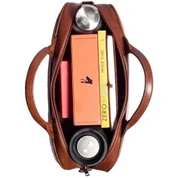 Gauge Machine Beige & Brown PU Laptop Messenger Bag image 5